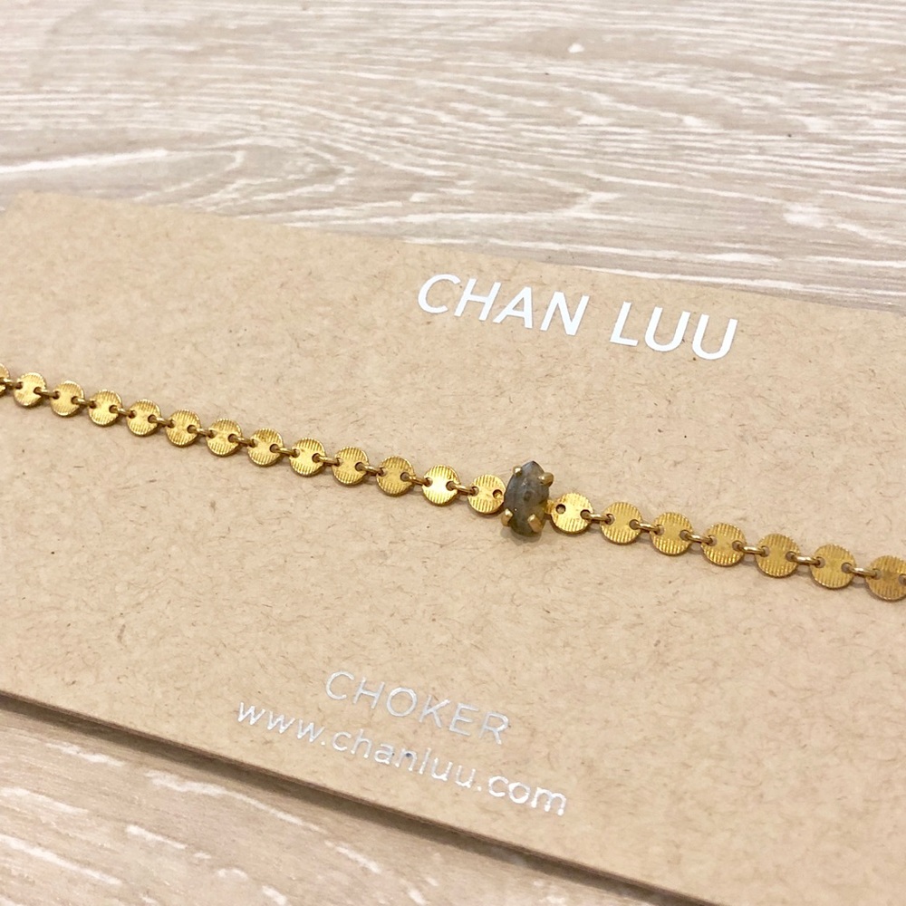 Chan Luu Choker Gold with Green Stone